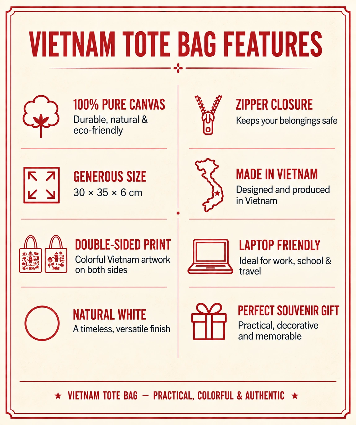 Vietnam Tote bag specifications